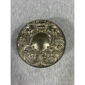 Vintage Ornate Victorian Silver Plate & Glass Vanity Powder Jar or Trinket Box